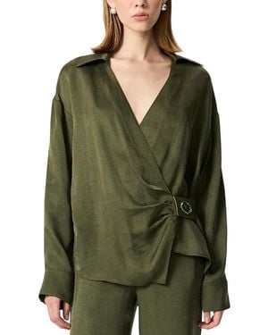 Nocturne Logo Buckle Wrap Blouse - Green