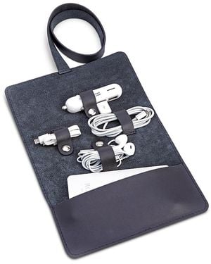 ROYCE New York Leather Cord Organizer Roll - Blue