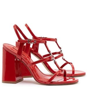 Larroude Hanna Strappy High Heel Sandals - Red