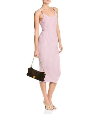 Versace Mesh Ribbed Midi Dress - Pink
