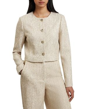 Ted Baker Vulpa Tailored Boucle Fitted Cropped Jacket - Natural