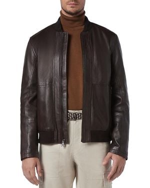 Andrew Marc Macneil Leather Bomber Jacket - Brown