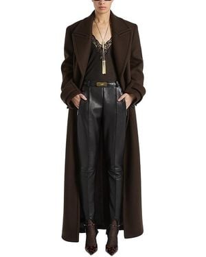 Balmain Belted Wool Cloth Coat - Black