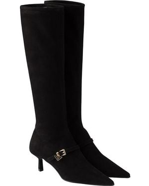 Prada Stretch Suede Boots - Black