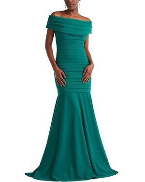 Tadashi Shoji Elisea Shutter-Pleated Crepe Gown - Green