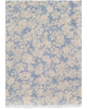 Gerard Darel Dalia Floral Printed Linen Scarf - Blue