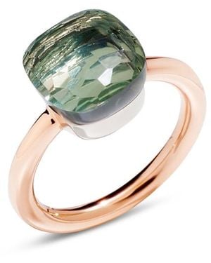 Pomellato 18K & Rose Nudo Prasiolite Cushion Cut Solitaire Ring - Metallic