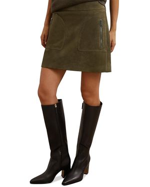Reiss Tate Suede Skirt - Black