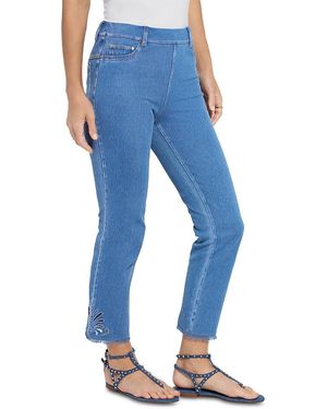 Lyssé Yori Eyelet Straight Denim Leggings - Blue