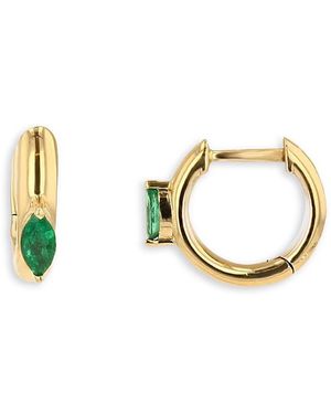 Moon & Meadow 14K 14K Hoops Emerald Small Hoop Earrings - Metallic