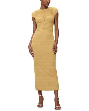 Hervé Léger Textured Sheer Bustier Gown - Metallic