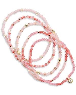 BaubleBar Neah Beaded Stretch Bracelets, Set Of 5 - Pink