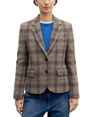 Gerard Darel Juliane Printed Two Button Notch Collar Jacket - Blue