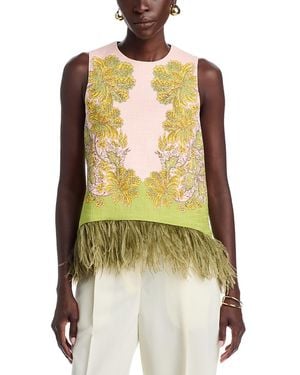 La DoubleJ La Scala Feather Trim Top - Yellow