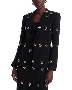 Sergio Hudson Crystal Embroidered Wool Blazer - Black