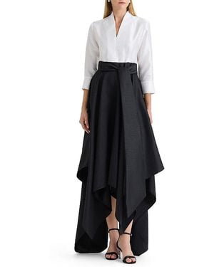 Ming Wang Fit-N-Flare Woven Maxi Dress - Black