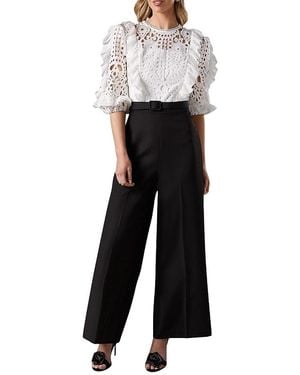 Coast Lace Cut Out Belted Jumpsuit - Black