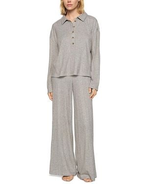 Eberjey Ribbed Wide Leg Pants - Gray