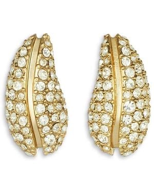 Tory Burch Pave Pierced Small Drop Earrings - Metallic