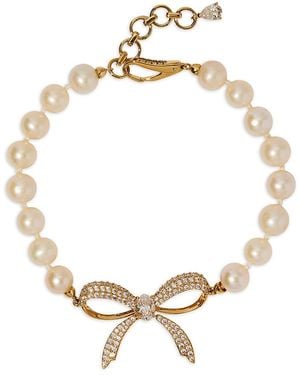 Nadri Eros Pave Bow & Pearl Bracelet - Metallic