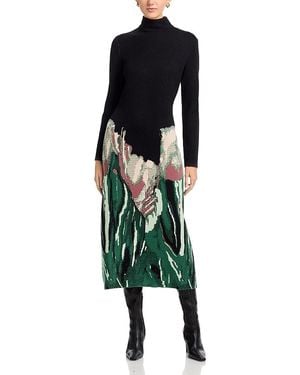 Misook Floral Jacquard Knit Dress - Green