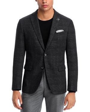 John Varvatos Tonal Plaid Slim Fit Sport Coat - Black