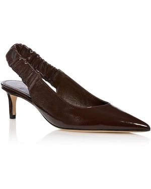 Stuart Weitzman Ruche Patent Leather Slingback Pumps - Brown