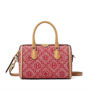 Tory Burch T Monogram Denim Crossbody Tote - Red