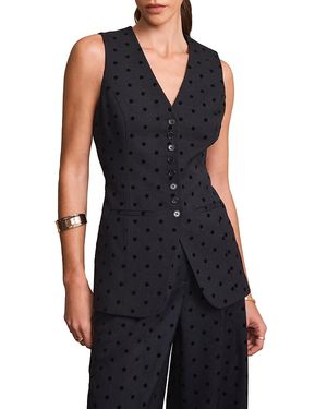 Mint Velvet Polka Dot Longline Waistcoat - Black