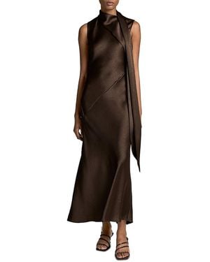 Vince Draped Scarf Tie Sleeveless Dress - Brown