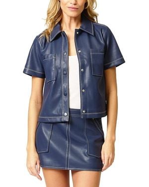 Central Park West Rusty Short Sleeve Cropped Jacket - Blue