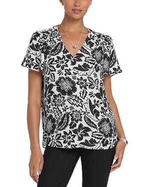 NYDJ Flutter Sleeve Pleated Top - Black