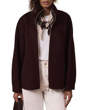 Mint Velvet Wool Blend Hand Finished Bomber Jacket - Brown