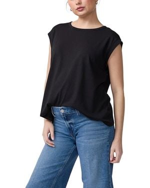 Ingrid & Isabel Relaxed Crew Neck Cotton Maternity Tank - Black