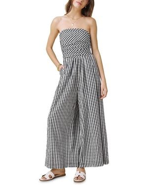 Splendid Gigi Gingham Strapless Jumpsuit - Gray