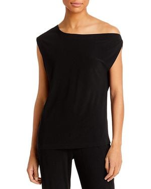 Norma Kamali Drop Shoulder Asymmetric Top - Black