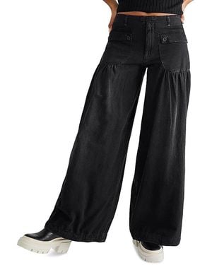 Free People Lotus Mid Rise Balloon Jeans - Black