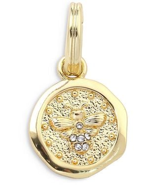 Aqua Pave Bee Disc Charm - Metallic