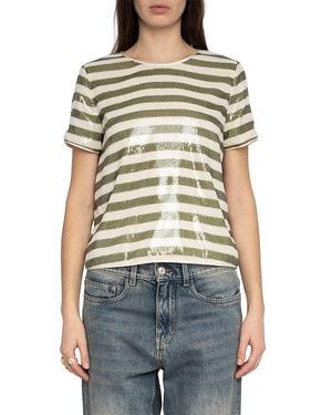 Zadig & Voltaire Tchao Sequin Stripe Top - Brown