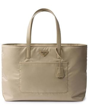 Prada Re-Edition 1978 Large Re-Nylon And Saffiano Leather Tote Bag - Natural