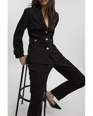 Karen Millen Petite Military Single Breasted Blazer - Black