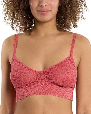 Hanky Panky V-Neck Retro Lace Bralette - Pink