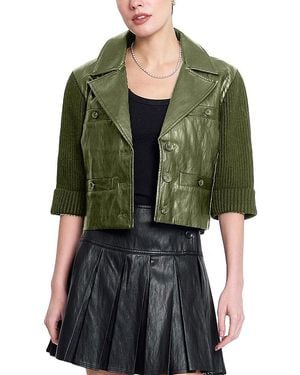 Central Park West Quinn Cropped X Sweater Jacket - Green