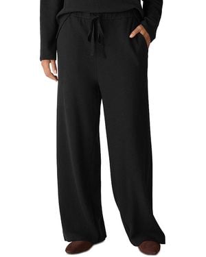 Eileen Fisher Waffle Double Knit Wide Ankle Pants With Drawstring - Black