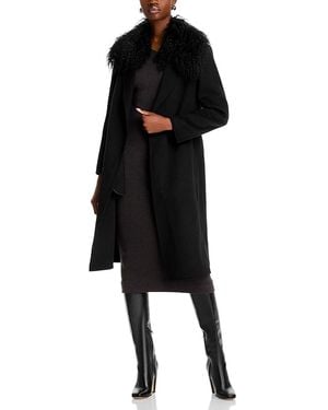 Kobi Halperin Shirley Shearling Collar Coat - Black