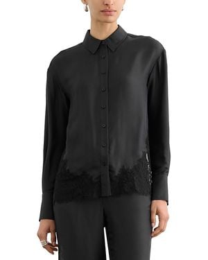Toccin Toni Lace Trim Button Down Shirt - Blue