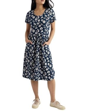 Seasalt Cornwall Enor Scoop Neck Fit And Flare Midi Dress - Blue