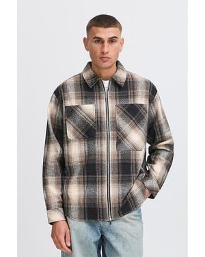 Solid Rikki Plaid Zip Shirt - Gray