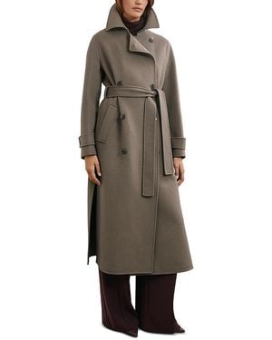 Reiss Luna Double Breasted Tie Waist Wool Blend Coat - Multicolor