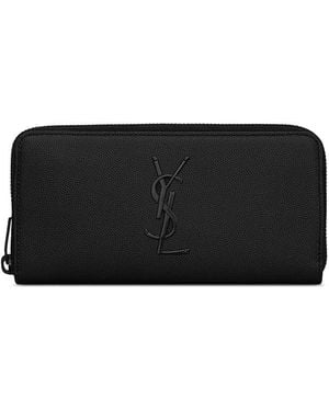 Saint Laurent Cassandre Zip-Around Wallet - Black